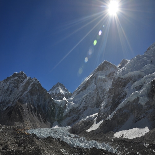  Sunrise view of Entire Khumbu glaciers with panoramic Himalayan range including Mt. Everest